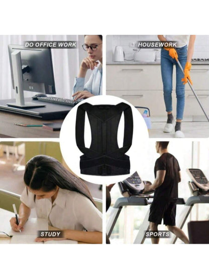 1Pc Adjustable Multifunctional Physical Exercise Suspender, Unisex, Posture Corrector, Invisible Chest Opening Strap, Breathable Anti-Humpback Waist Belt, Adjusts Sitting Posture (When Unsure of Your Size, It Is Recommended to Choose One Size Larger as It Can Be Adjusted Smaller, but Not Bigger)